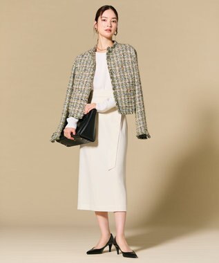 BEIGE， BERYL / ファンシーツイードノーカラージャケット Khaki Mix