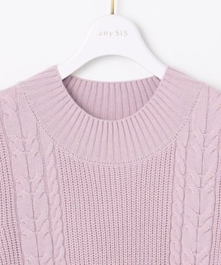 ANY SIS 【洗える】スフレケーブルパフスリーブ ニット ペールピンク