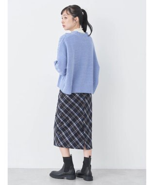 earth music&ecology ベロアモールケーブルカーディガン Blue