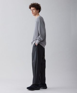 UNFILO MENS 【ストレッチ】レザーライク ワイドパンツ [23年春夏商品] ブラック