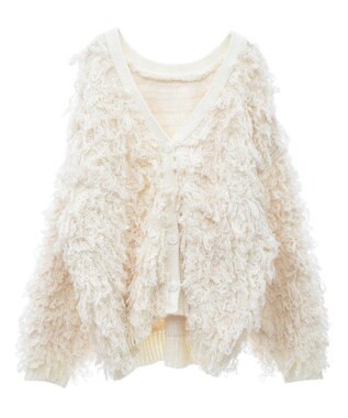 Green Parks フリンジニットカーディガン Off White