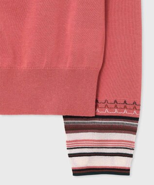 Paul Smith デザイン ステッチ Vネック カーディガン コーラル