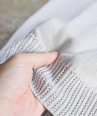 muuc 〈高品質シルク＆スーピマ超長綿〉〈洗えるニット〉半袖ボトルネックプルオーバー ライトグレー