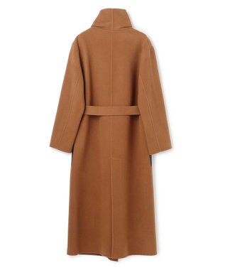 BEIGE， LEMOORE / ウールリバーフェイクレザーポケット付きコート Caramel