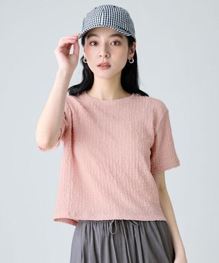 ANY レースショート丈Tシャツ ピンク