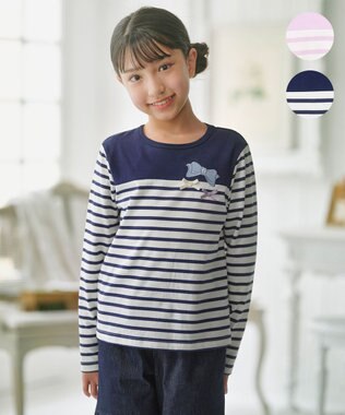 組曲 KIDS 【150-160㎝】リボンボーダー Tシャツ