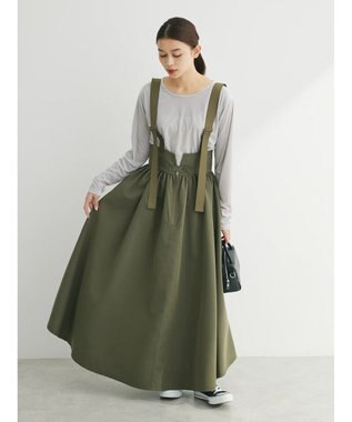 Green Parks ・Ｄｏｕｂｌｅ　Ｆｌａｇｓサスペンダーミリタリースカート Khaki