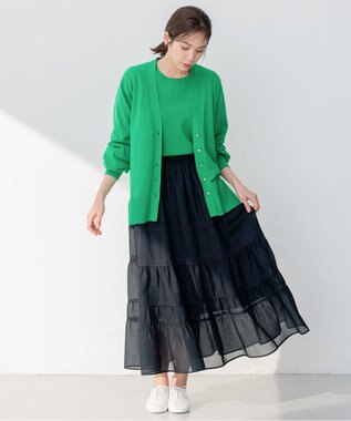 組曲 【洗える】レーシーボイル スカート ネイビー系