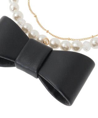 Maison de FLEUR パール立体リボンチャーム Black