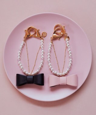 Maison de FLEUR パール立体リボンチャーム Black