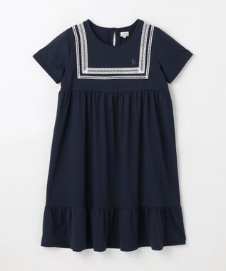 組曲 KIDS 【UVカット】【150-160㎝】セーラーレース ワンピース ネイビー