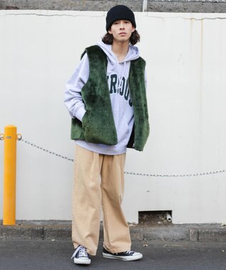 WEGO フェイクファーBIGベスト カーキ