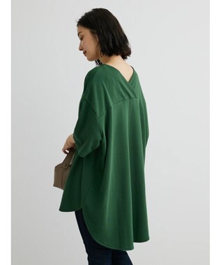 Green Parks ミニ裏毛バックカシュクール半袖チュニック Green