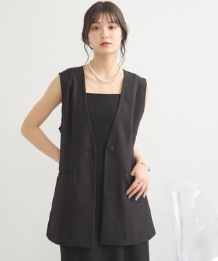 earth music&ecology ショルダータックジレ Black