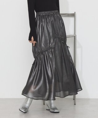 earth music&ecology シャイニーアシンメトリーギャザースカート