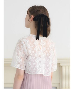 earth music&ecology ＳＥＴ２点　オーガンジー刺繍＋プリーツワンピース Pink