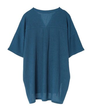 Green Parks ５分袖スキッパーカットチュニック Blue