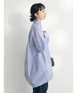 CRAFT STANDARD BOUTIQUE イージーケアコクーンポケ付きチュニック Stripe Navy