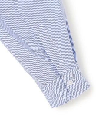 UNFILO MENS コットンライク レギュラーカラー シャツ ブルーストライプ