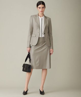 ICB 【WEB限定カラーあり・速乾・洗える】BackSatinAmunzen バンドカラーブラウス オフホワイト系