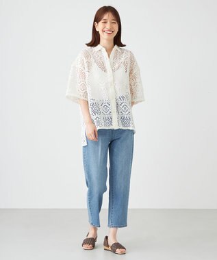 SHARE PARK LADIES センタープレスストレートデニム インディゴ