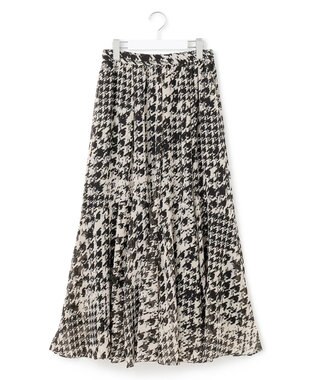 23区 S 【洗える】ハウンドトゥースアートプリント ギャザー スカート モノトーンプリント