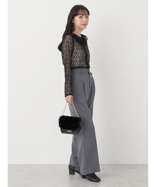 earth music&ecology ポコポコレースブラウス Black