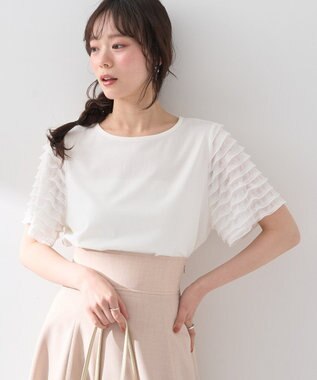 earth music&ecology フリルスリーブカットソー