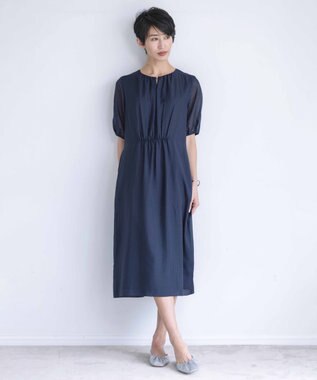 J.PRESS LADIES L 【WEB限定カラーあり・洗える】 ブライトスパンボイル ワンピース ネイビー系