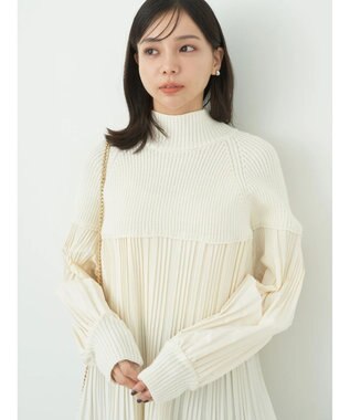 earth music&ecology プリーツフレアニットチュニック Ivory