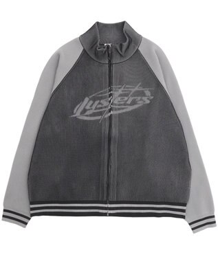 WEGO 【ユニセックス着用ITEM/MLサイズ展開】ラグラングラフィックニットブルゾン ブラック