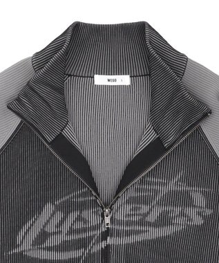 WEGO 【ユニセックス着用ITEM/MLサイズ展開】ラグラングラフィックニットブルゾン ブラック