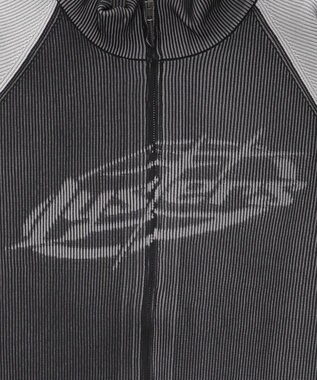 WEGO 【ユニセックス着用ITEM/MLサイズ展開】ラグラングラフィックニットブルゾン ブラック