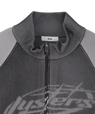 WEGO 【ユニセックス着用ITEM/MLサイズ展開】ラグラングラフィックニットブルゾン ブラック