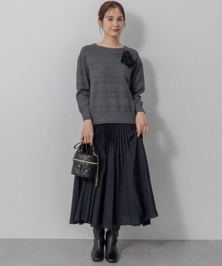 組曲 S 【加藤ローサさん着用】アンティークオーガンプリーツ スカート ネイビー系