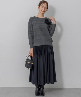 組曲 S 【加藤ローサさん着用】アンティークオーガンプリーツ スカート ネイビー系