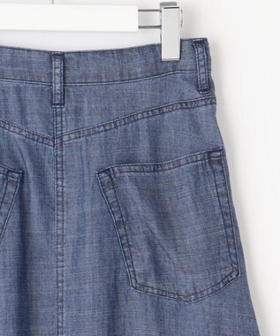 自由区 L 【洗える】テンセルリネンデニム  スカート ネイビー系