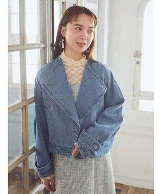 earth music&ecology ビッグカラーショートジャケット Light Indigo