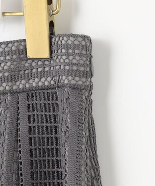 ANY SIS 【洗える】ストライプメッシュレース スカート スレート