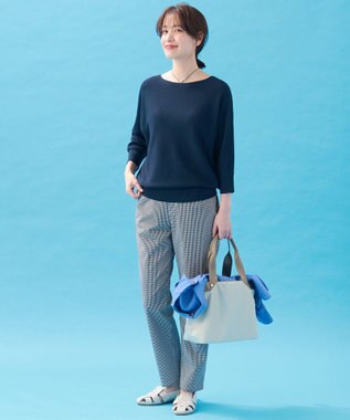 ANY L 【洗濯機可/アンチピリング/UVケア】アクリルガーターニット ネイビー