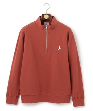 J.PRESS MEN 【WEB限定】J刺繍ハーフジップスウェット レッド系