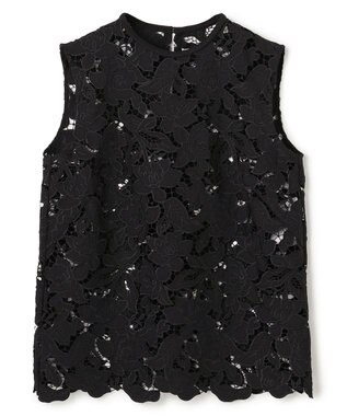 BEIGE， CITRINE / エンブロイダリーレースノースリーブブラウス Black