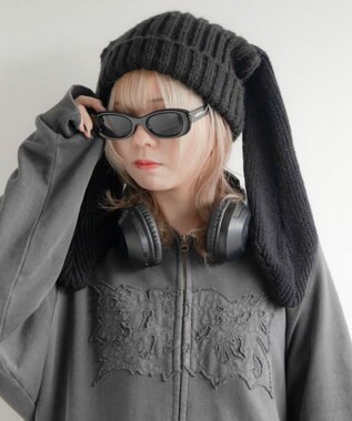 WEGO ウサミミニットキャップ ブラック