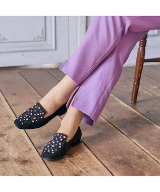 MODE ET JACOMO <MODE ET JACOMO>ラインストーンオペラシューズ ブラックミックス