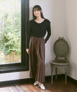 earth music&ecology リボンライクドレーププルオーバー Black