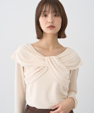 earth music&ecology リボンライクドレーププルオーバー Ivory