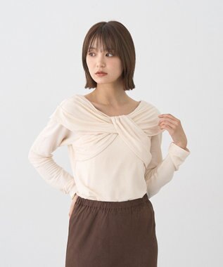 earth music&ecology リボンライクドレーププルオーバー Ivory