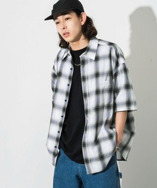 WEGO オンブレチェックシャツ（S） ホワイトチェック1