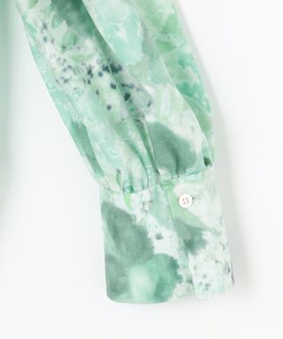 組曲 【前後着用可】ピオニーシフォンプリント ボウタイブラウス グリーン系5