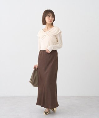 earth music&ecology リボンライクドレーププルオーバー Ivory